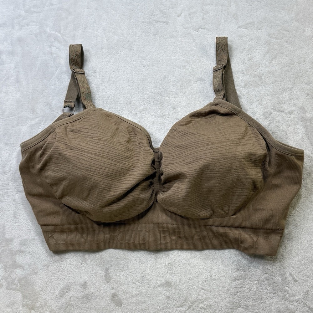 Kindred Bravely Nursing Bra Womens L Busty Brown Wireless Seamless Maternity